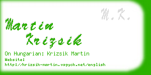 martin krizsik business card